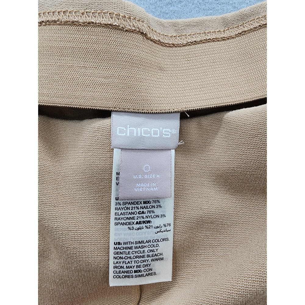 Chicos Brigitte Slim Leg Pants Tan Beige Pull On Stretch Trousers Womens SZ 0/4 - Picture 2 of 13